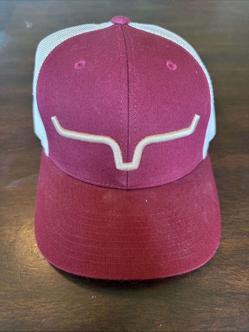 Kimes Ranch Maroon and White Trucker Cap with Embroidered Logo